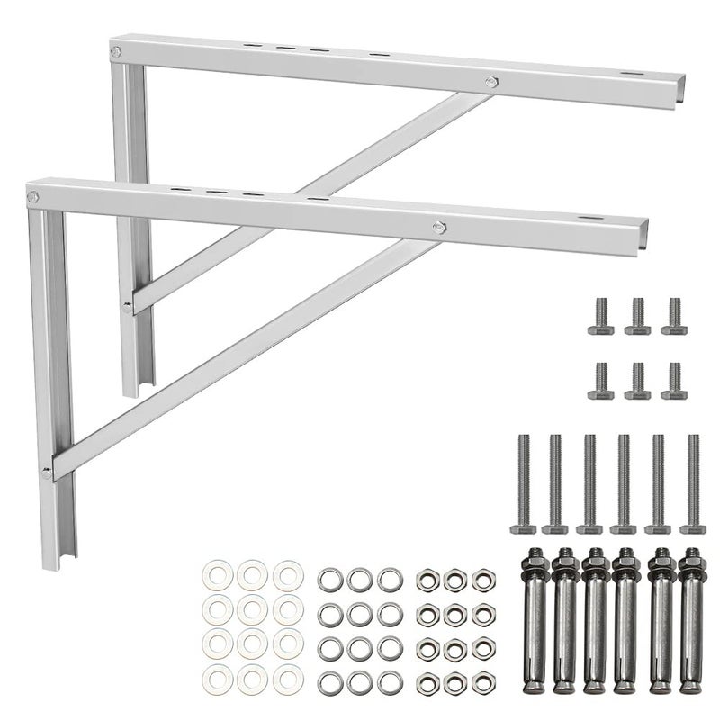popmoon Wall Mounting AC Brackets up to 440lb/200kg Split Air Conditioner Bracket 21 5/8" Lx16 H Bracket Air Conditioner Bracket Set Adjustble 9000 Btu to 36000 Btu - Image 1